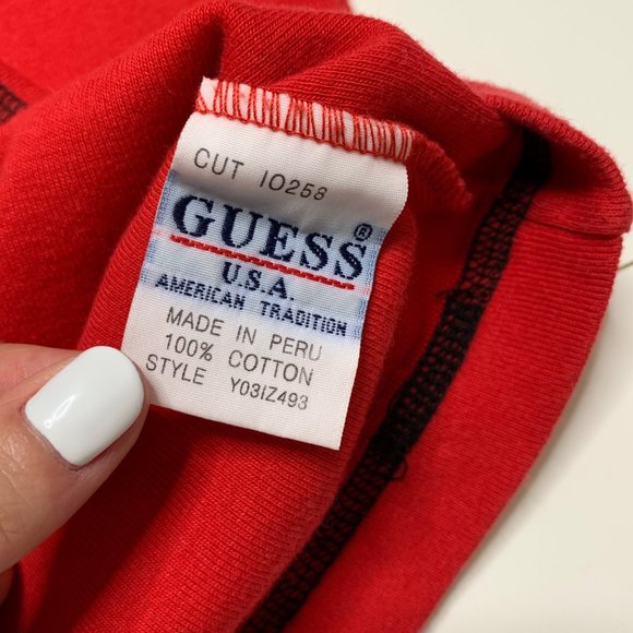 Vintage 90s Y2K Guess Red Long Sleeve Logo Top - Picture 8 of 8